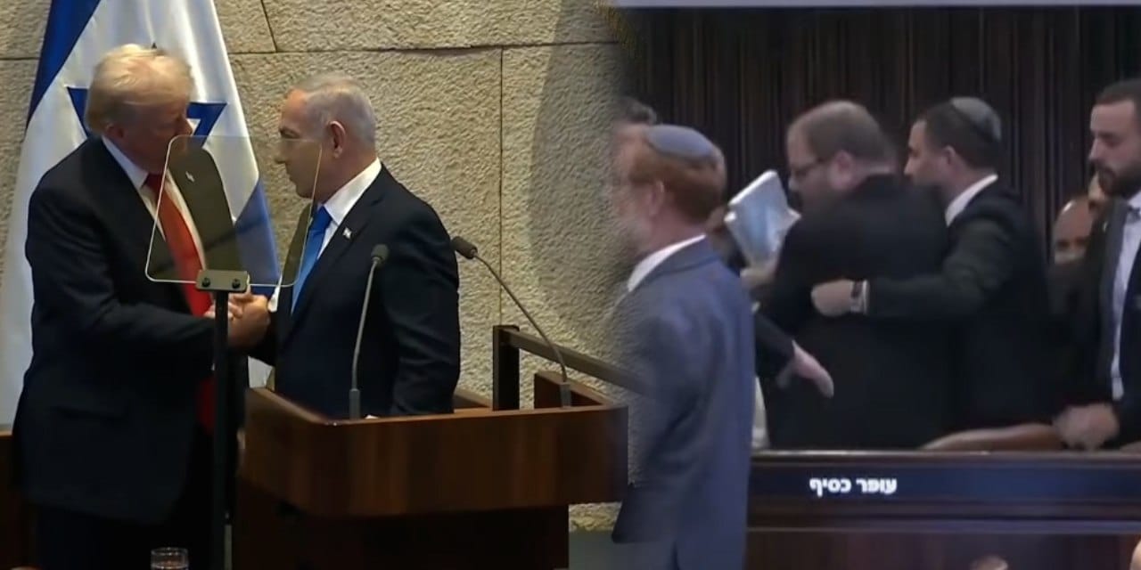 trump konusurken israil meclisinde eylem ulkemiz soykirim yapiyor diyerek protesto ettiler x22y78CA.jpg